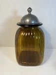 Artland Glass Amber Canister W/ "pewter" Lid Apothecary Storage 12 Jar. Fixed Price $26.30.