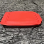 Pyrex #233 Clear Glass Qt. Baking Dish & Pc Red Snap-on Lid 13" 9" Usa. Fixed Price $14.95.