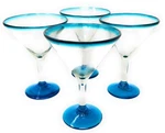 Mexican Hand Blown Set Of 4 Modern Margarita Glasses -. Fixed Price $67.16.