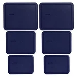 Pyrex (2) 7212-PC, 7211-PC, & 7210-PC Dark Blue Rectangle Plastic Lids. Fixed Price $23.99.