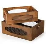 Okllen Set Of 2 Wooden Nesting Countertop Baskets, Decorative Storage Bo.... Fixed Price $31.99.