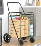 Whitmor Black Deluxe Utility Shopping Rolling Wheel Cart Collapsible Hold 100LBS. Fixed Price $59.99.