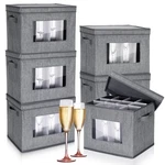 Uiifan 6 Pack Stemware Storage Box Set With Dividers, 12 Compartments Wine Gl.... Fixed Price $106.27.