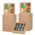 TEMLQPACK50PCS 8X8X2 Inches Cookie Boxes Brown Bakery With Window - For.... Fixed Price $42.04.