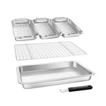 Grill Basket Set, 6-PIECE Stainless Steel Large Roasting Pan, 16.5" X 11" Pan.... Fixed Price $64.27.