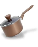 Nutrichef Nonstick 2 Qt. Copper Color Saucepan Pot W/tempered Glass Lid Euc. Fixed Price $16.99.