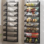 Pokipo 8-TIER Over The Door Pantry Organizer, Large Metal Tier, Black. Fixed Price $90.99.