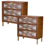 Cozayh 3-DRAWER Modern Accent Dresser Mirror Front Storage Cabinet, Set Of 2. Fixed Price $320.99.