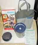 Zojirushi Ms. Bento SL-NCE09 Stainless Steel Vacuum Lunch Jar W/ Containers, Bag. Fixed Price $45.00.