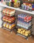 Okzest 3-TIER Rolling Pantry Floor Organizer And Baskets, Black. Fixed Price $54.66.