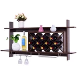 Wall Mount Wine Rack Organizer With Glass Holder & Storage Shelf Home Decor. Fixed Price $34.49.