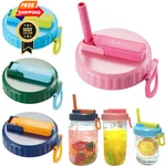 Dipesi 4 Pack Wide Mouth Mason Jar Lids With Straw, Leak-proof Multi-colored. Fixed Price $34.98.