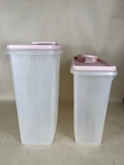 Vtg Tupperware 469-6, 1588-3 Pour & Store Cereal Keeper Pink Lid Tight No Yellow. Fixed Price $23.75.