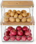 Pantry Organizers And Storage With Straight Side, 2 Set Stackable Bin Open. Fixed Price $41.92.