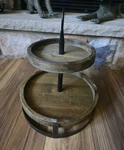 Rustic Farmhouse 11" Lazy Susan Distressed Wood Two-tiered Stand/metal Loop Ring. Fixed Price $34.89.