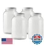 Fastrack - One Gallon Wide Mouth Jar White Metal Airtight Lid Pack Of 4 Glass. Fixed Price $71.28.