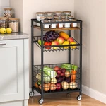 Kssiaz Fruit Vegetable Cart, 3-TIER Snack Kitchen On Wheels & Wood Top, .... Fixed Price $45.19.