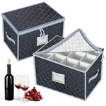 Veronly Wine Glass Storage Box With Dividers Holds 24 Stemware Cases .... Fixed Price $34.37.