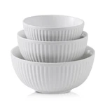 Hasense Ceramic Mixing Bowls Of 3, Large Ribbed Nesting White 1.5/1/0.5.... Fixed Price $49.92.
