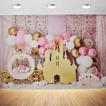 7X5FT Pink Princess Birthday Backdrop Sweet One Castle Photography Background.... Fixed Price $25.35.
