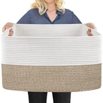 Extra Large Cotton Rope Basket 22"X17"X12" Rectangle Storage Bin For Home. Fixed Price $26.98.