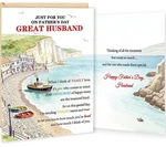 Great Husband Fathers Day Card Decoration, Scenic Seaside Design With Heartfelt. Fixed Price $8.99.