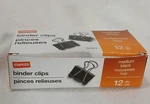 Staples 32003 Binder Clips Medium Black 12PCS/ Box New Office Supply. Fixed Price $9.99.