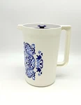 Tupperware Gallon Blue Floral Talavera Beverage Pitcher #1416 Push Button Lid. Fixed Price $44.99.