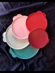 Set Of 5- Tupperware Seals Lids Wonderlier Bowl Teal Mint Pink Coral Fuschia. Fixed Price $33.89.