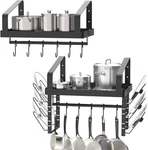 X-cosrack Racks Wall Mounted Set Of 2,WITH Towel Bar And Pots Pans Black. Fixed Price $64.48.