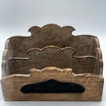 Primitive Colonial Wooden Mail Holder Two Slot Letter Desk Table Top Organizer. Fixed Price $24.99.