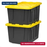 Homz 2-PACK Durabilt, Heavy Duty Plastic Storage Bins With Lids, 27 Gallon, Blac. Fixed Price $138.11.