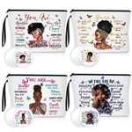 8 Pcs Black Women Gifts Bulk Makeup Bag With Inspirational Compact Mirrors, Fun. Fixed Price $32.99.