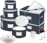 Veronly China Dinnerware Storage Containers Set- Dish,mug,stemware Grey. Fixed Price $48.64.