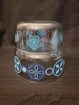Vintage Pyrex Clear Storage Mixing Bowl Lot Of 2 Blue Pinwheel Flora. Fixed Price $19.98.
