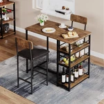 Kitchen Bar Table Set With 2 Upholstered Chairs & Storage Shelves For Apartment. Fixed Price $119.69.