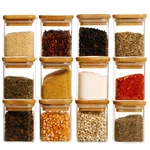 12 Pcs Square Glass Spice Jars With Natural Bamboo Lids - 5OZ Airtight Herb C.... Fixed Price $43.81.