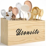 Wooden Kitchen Utensil Holder, Flatware Caddy With 3 Compartments, Ut.... Fixed Price $34.44.