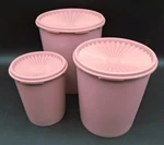 3 Nesting Tupperware Canisters Lids Dusty Rose Pink 805 807 811 Servaliere. Fixed Price $28.00.