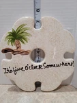 Studio Art Pottery Wine Bottle And 4 Glass Holder "its 5 O'clock Somewhere". Fixed Price $12.74.