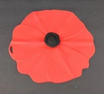 Charles Viancin Airtight Silicone Red Poppy Large Lid Black Handle - 11". Fixed Price $15.99.