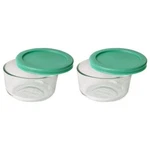 Pyrex (2) 1 Cup Glass Bowls & 7202-PC Green Lids. Fixed Price $25.99.
