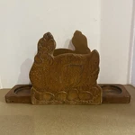 Vintage Wood Chicken Napkin And Salt Pepper Holder Country Kitchen. Fixed Price $25.00.