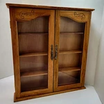Vintage Wood Curio Display Wall Cabinet Glass Doors Shelves Gold Hardware 16X17. Fixed Price $48.00.
