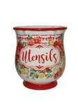 Pioneer Woman Vintage Floral Stoneware Utensil Crock Holder 7.5". Fixed Price $17.59.