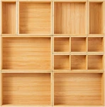 Drawer Organizer, Set Of 9 Bamboo Wood Kitchen Makeup Desk Junk Tea Stora. Fixed Price $65.04.