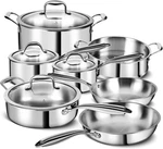 3 Ply Stainless Steel 11-PIECE Cookware Set With Lids, Pots And Pans Kitchen. Fixed Price $139.76.