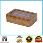 Bamboo Tea Box 8-COMPARTMENT Hinged Lid Storage Display Organizer. Fixed Price $20.99.
