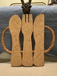 Kitchen Mason Cork Pot Stand Cutlery Shape Wooden Spoon Cooking Trivet. Fixed Price $16.99.