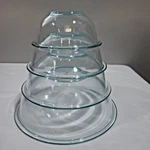 Pyrex Clear Glass Blue Tint Nesting Mixing Bowls #322 323 325 326 Usa - Set Of 4. Fixed Price $32.50.